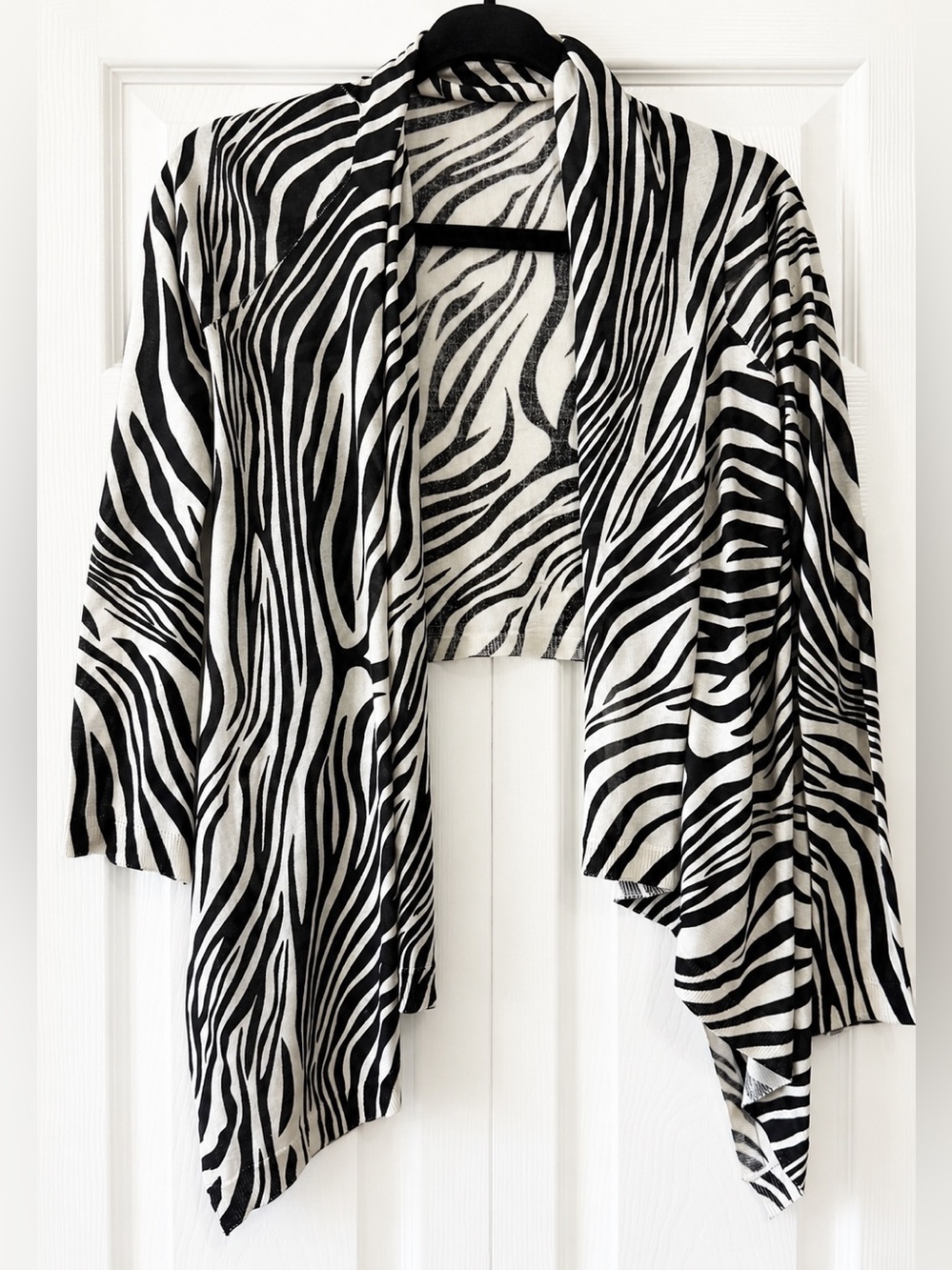 Nordstrom Silk Cashmere Zebra Print Open-Front Waterfall Cardigan Wrap Size S/M